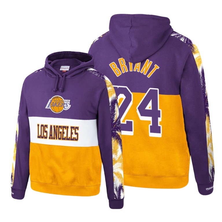 Men's Los Angeles Lakers Kobe Bryant #24 NBA Hardwood Classics Throwback Purple Basketball Hoodie PNF2583UV